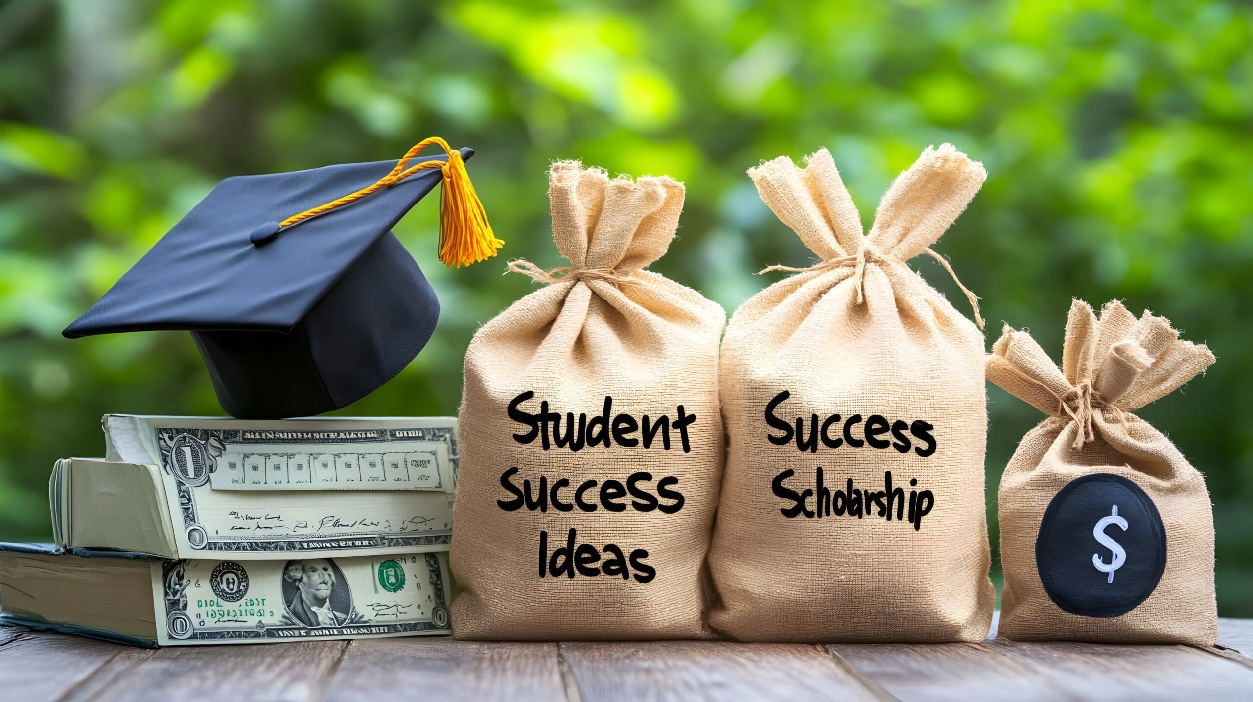 Conceptual image highlighting "Student Success Scholarship Ideas" for college and university tuition fees
